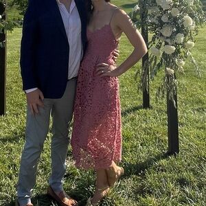 Astr Delicate Rose Lace Midi Dress